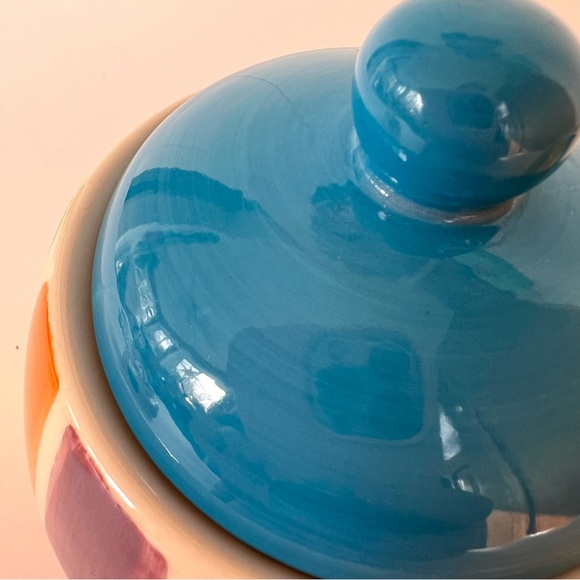 Vintage Hand Painted Cabana Stripes Sugar & Creamer Canhome Thailand - Picture 9 of 11